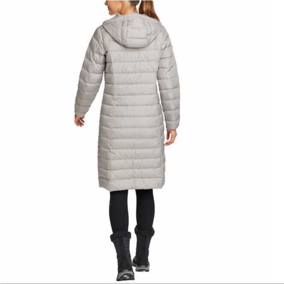 NWT Eddie Bauer Ladies Hooded Down Duffle Coat GRAY - size XL - Picture 2 of 8